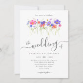 Colorful Vibrant Bold Wildflowers Wedding Kaart (Voorkant)