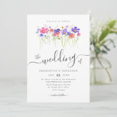 Colorful Vibrant Bold Wildflowers Wedding Kaart (Staand voorkant)