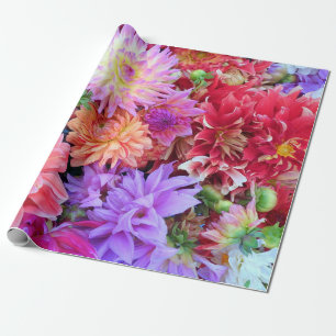 Colorful Vibrant Dahlia Flowers Cadeaupapier