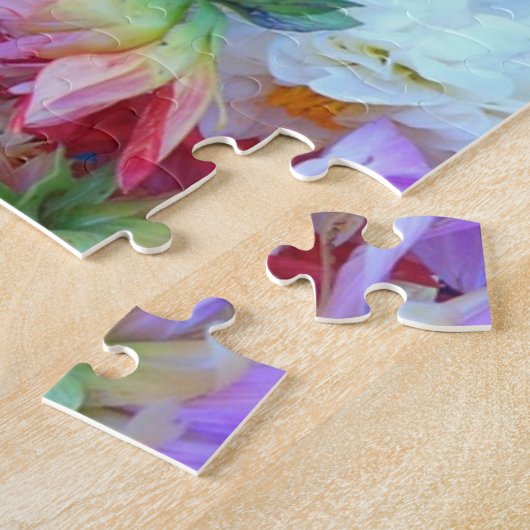 Colorful Vibrant Dahlia Flowers Legpuzzel (Zijkant)