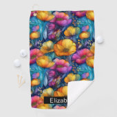 Colorful Vibrant Poppy Personalized Golfhanddoek (Insitu)