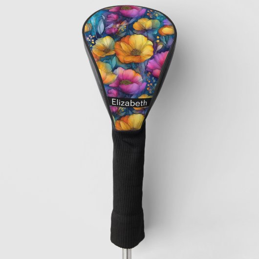 Colorful Vibrant Poppy Personalized Golfheadcover (Voorkant)