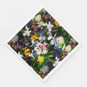 Colorful Victoriaans Iris Flowers op Black Pattern Servet (Hoek)