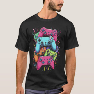 Colorful Video Game Console Controlers Gamer Gamin T-shirt