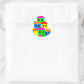 Colorful Village Ronde Sticker (Tas)