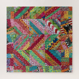 Colorful Vintage Boho Zigzag Patchwork Quilt Legpuzzel