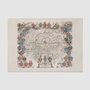 Colorful Vintage Figures & Emblemen Oude Wereldkaa Tissuepapier