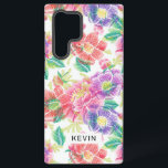 Colorful Vintage Flowers Pattern Monogram Samsung Galaxy Hoesje<br><div class="desc">Kleurrijke  bloemen naadloos met optioneel monogram.</div>