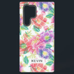 Colorful Vintage Flowers Pattern Monogram Samsung Galaxy Hoesje<br><div class="desc">Kleurrijke  bloemen naadloos met optioneel monogram.</div>