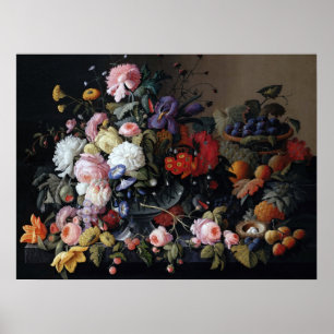 Colorful Vintage Flowers Vase Art Painting Poster