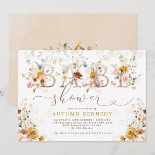 Colorful Vintage Garden Flowers Baby shower Kaart