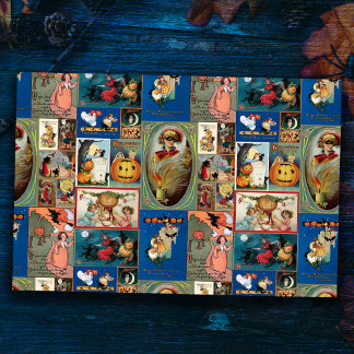 Colorful Vintage Halloween Card Collage Tissuepapier