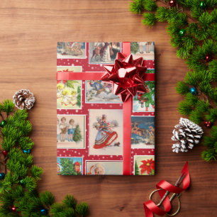 Colorful Vintage-kerstpapier met Briefkaart voor k Cadeaupapier