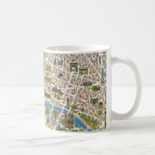 Colorful Vintage Paris Map Coffee Mok