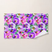 Colorful Violets Pansy Flower Pattern Bad Handdoek (Handdoek)