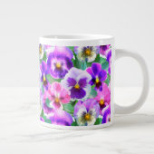 Colorful Violets Pansy Flower Pattern Grote Koffiekop (Rechts)