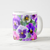 Colorful Violets Pansy Flower Pattern Grote Koffiekop (Voorkant rechts)