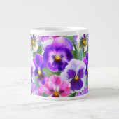Colorful Violets Pansy Flower Pattern Grote Koffiekop (Voorkant)
