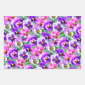 Colorful Violets Pansy Flower Pattern Inpakpapier Vel (Voorkant 3)