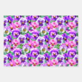 Colorful Violets Pansy Flower Pattern Inpakpapier Vel (Voorkant)