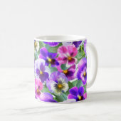 Colorful Violets Pansy Flower Pattern Koffiemok (Voorkant rechts)