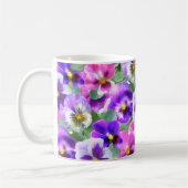 Colorful Violets Pansy Flower Pattern Koffiemok (Links)
