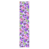Colorful Violets Pansy Flower Pattern Korte Tafelloper (Voorkant)