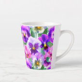 Colorful Violets Pansy Flower Pattern Latte Mok (Rechts)