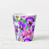 Colorful Violets Pansy Flower Pattern Latte Mok (Voorkant)