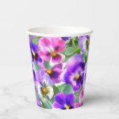 Colorful Violets Pansy Flower Pattern Papieren Bekers (Achterkant)