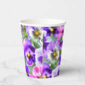 Colorful Violets Pansy Flower Pattern Papieren Bekers (Rechts)