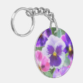 Colorful Violets Pansy Flower Pattern Sleutelhanger (Voorkant Links)