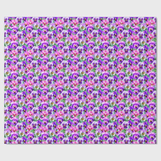 Colorful Violets Pansy Flowers Pattern Cadeaupapier (Vlak)