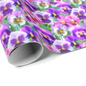 Colorful Violets Pansy Flowers Pattern Cadeaupapier (Rol Hoek)