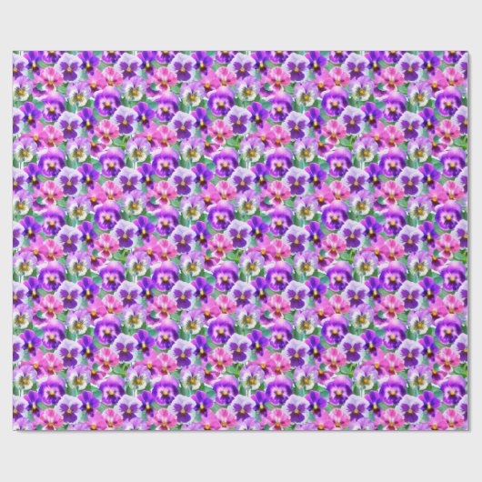 Colorful Violets Pansy Flowers Pattern Cadeaupapier (Vlak)