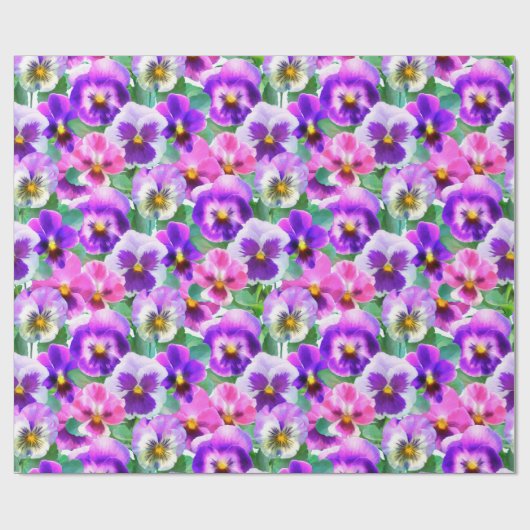 Colorful Violets Pansy Flowers Pattern Cadeaupapier (Vlak)
