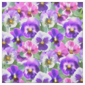 Colorful Violets Pansy Flowers Pattern Stof (Swatch)