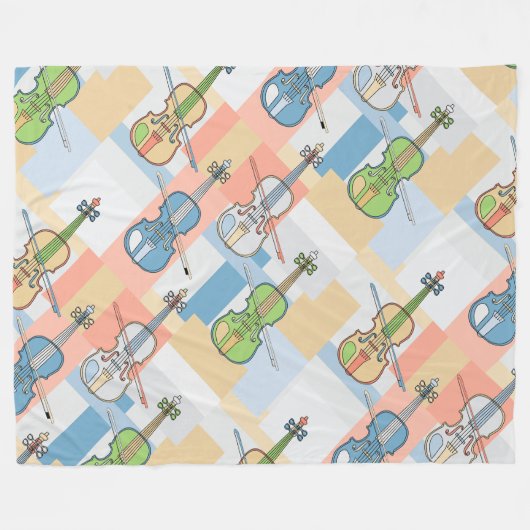 Colorful Violin Blocks Fleece Deken (Voorkant (Horizontaal))