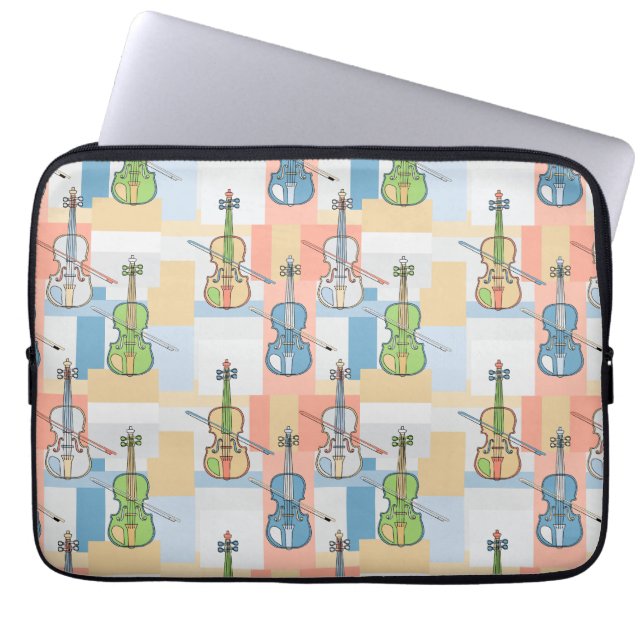 Colorful Violin Blocks Laptop Sleeve (Voorkant)