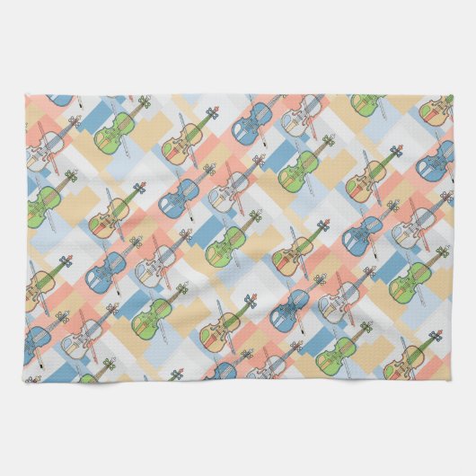 Colorful Violin Blocks Theedoek (Horizontaal)