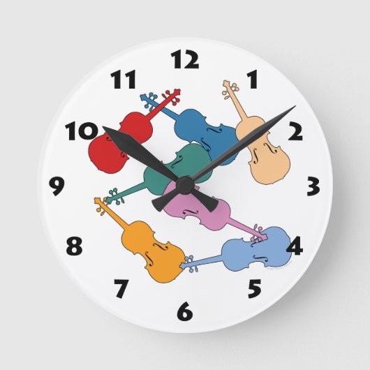 Colorful Violin Ronde Klok (Voorkant)