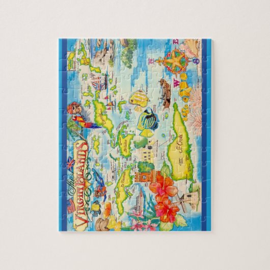 Colorful Virgin Islands Map 8x10 Legpuzzel (Verticaal)