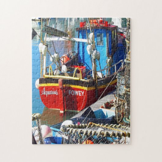 Colorful Vissen Boat aan de Quayside Legpuzzel (Verticaal)
