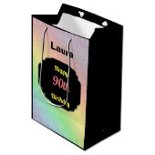 Colorful voegt naam toe 90th jarig medium cadeauzakje (Voorkant Gekanteld)