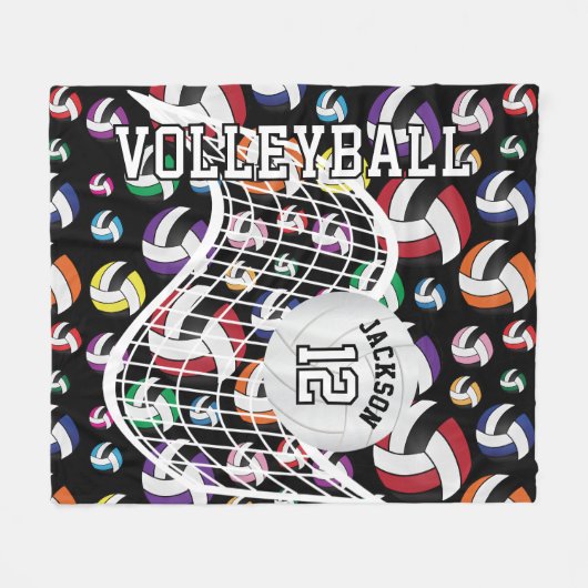 Colorful Volleyball Pattern Fleece Deken (Voorkant (Horizontaal))