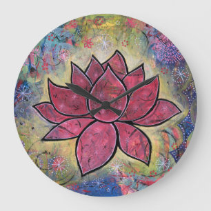 Colorful, vreedzame Lotus Clock Grote Klok