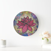 Colorful, vreedzame Lotus Clock Grote Klok (Huis)