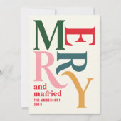 Colorful  vrolijk en gehuwd kerstfeest aankondiging (Voorkant)