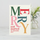 Colorful  vrolijk en gehuwd kerstfeest aankondiging (Staand voorkant)