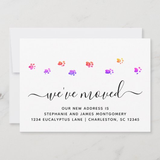 Colorful Walking Paws Moving Announcement Kaart (Voorkant)